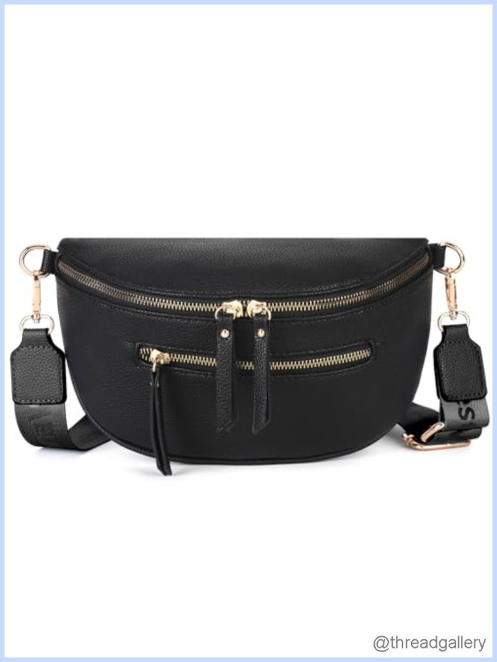 Vegan Leather Crossbody Bum Bag Wide Strap Zip Pockets